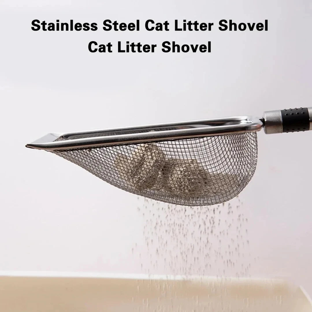 Premium Stainless Steel Scoop. Instant litter box cleanup.