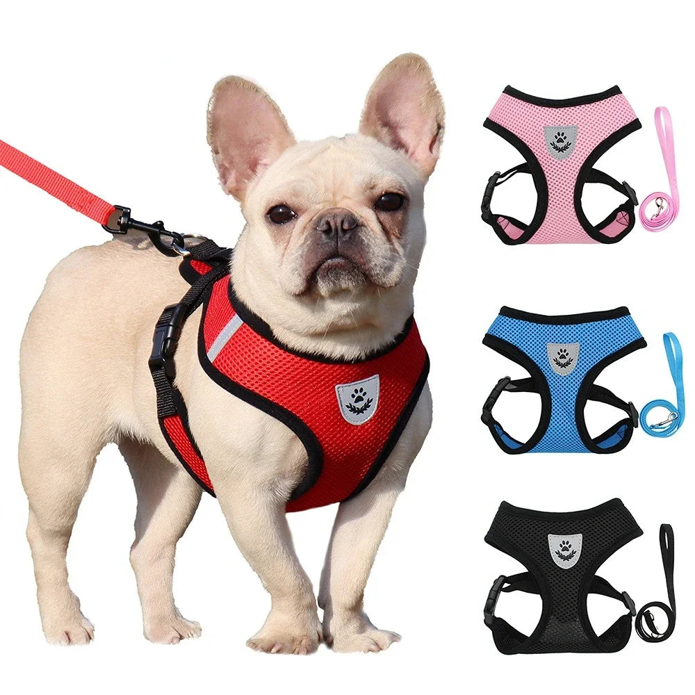 Breathable Reflective Harness Set β Adjustable Comfort for Small Dogs & Cats