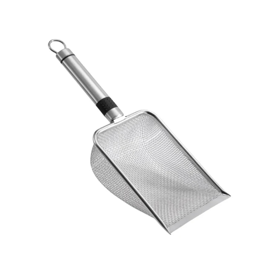 Premium Stainless Steel Scoop. Instant litter box cleanup.