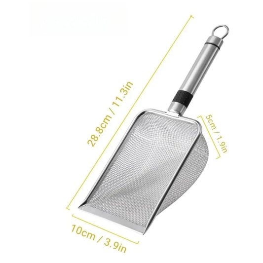 Premium Stainless Steel Scoop. Instant litter box cleanup.